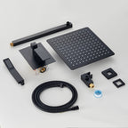 12 " Rain Single Handle 1-Spray Shower Faucet Kit Handheld Combo with Valve 1.8 GPM Adjustable Dual Shower Head in Black