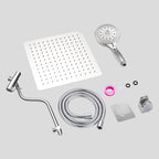 Rainfall Shower Head Combo 12-Spray 12 in. Wall Mount Dual Shower Heads and Handheld Shower Head with 1.8 GPM in Chrome