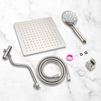 Rainfull 2-in-1 9-Spray Patterns Adjustable Wall Mount Shower Head with Filter 2.5 GPM and Handheld Shower Head in Nickel
