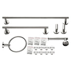 Modern 6-Pieces Bath Hardware Set with Towel Ring Toilet Paper Holder Towel Hook and Towel Bar in Brushed Nickel