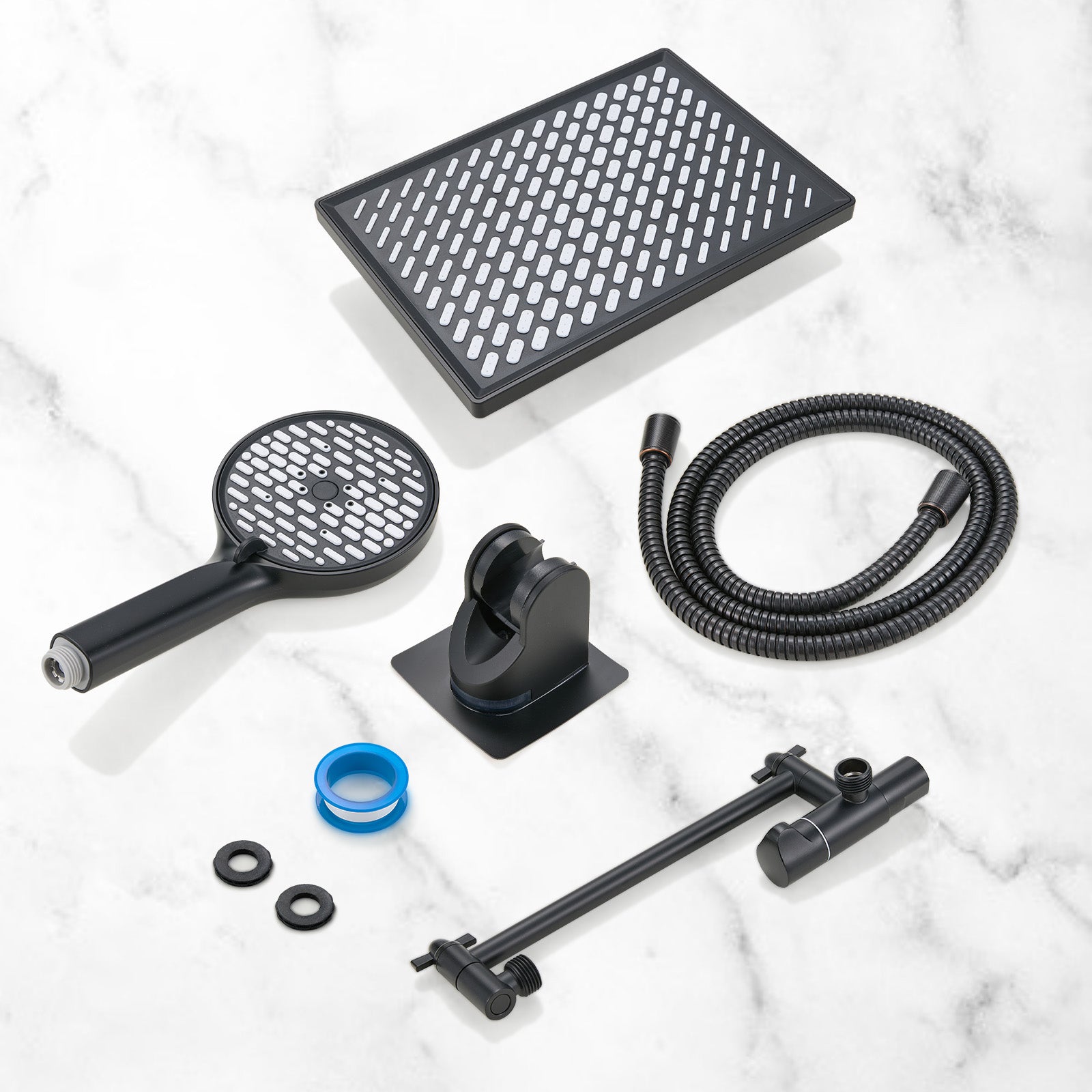 Rainfull 2-in-1 6-Spray 12 in. Wall Mount filtered Dual Shower Head Fixed and Handheld Shower Head 1.8  GPM in Black
