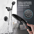 Rain 5-Spray Patterns Handheld Shower Head Combo 1.8 GPM 4.7 in. Wall Mount Adjustable Dual Shower Heads in Black