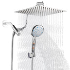 Rainfull 5-Spray Patterns 10 in. Wall Mount Dual Shower Heads and Handheld Shower Head in Chrome color