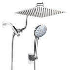 Rainfull 5-Spray Patterns 10 in. Wall Mount Dual Shower Heads and Handheld Shower Head in Chrome color