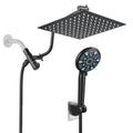 Rainfull 2-in-1 9-Spray Patterns Adjustable Wall Mount Shower Head with Filter 2.5 GPM and Handheld Shower Head in Black