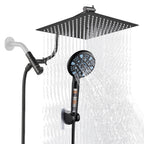 Rainfull 5-Spray Patterns 10 in. Wall Mount Dual Shower Heads and Handheld Shower Head 1.8 GPM in Matte Black