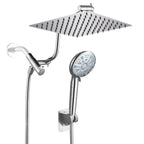 Rainfall Shower Head Combo 5-Spray 8 in. Wall Mount Dual Shower Heads and Handheld Shower Head with 1.8 GPM in Chrome