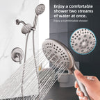 Rain 5-Spray Patterns Handheld Shower Head Combo 1.8 GPM 4.7 " Wall Mount Adjustable Dual Shower Heads in Brushed Nickel