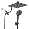 Rainfull 2-in-1 9-Spray Patterns Adjustable Wall Mount Shower Head with Filter 2.5 GPM and Handheld Shower Head in Black