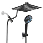 Rainfull 2-in-1 9-Spray Patterns Adjustable Wall Mount Shower Head with Filter 2.5 GPM and Handheld Shower Head in Black