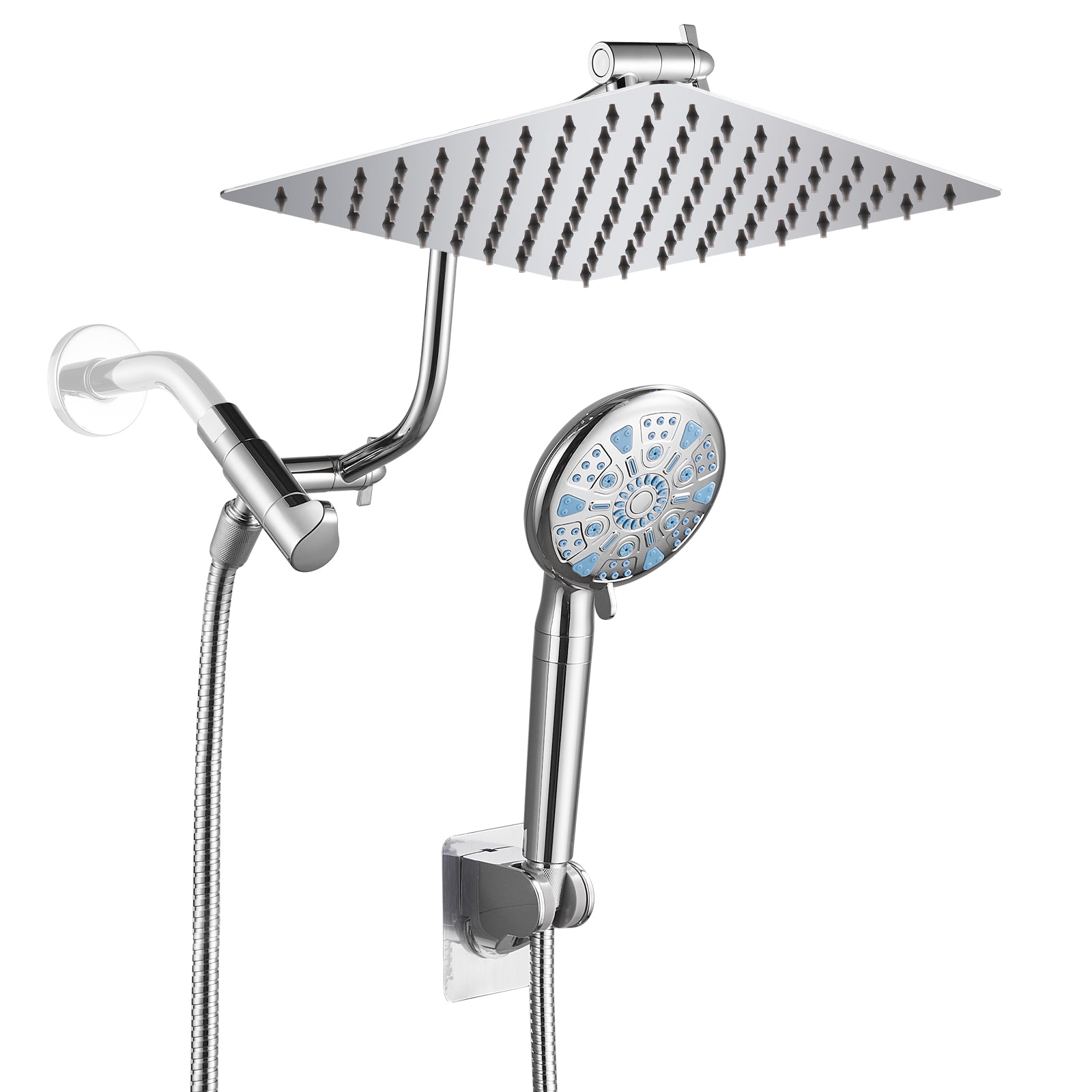 Rainfull 2-in-1 9-Spray Patterns Adjustable Wall Mount Shower Head with Filter 2.5 GPM and Handheld Shower Head in Chrome