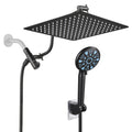 Rainfull 2-in-1 9-Spray Patterns Adjustable Fixed Shower Head with Filter 1.8 GPM and Handheld Shower Head in Black