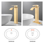 Arc Waterfall Single Handle Single Hole Bathroom Faucet in Gold