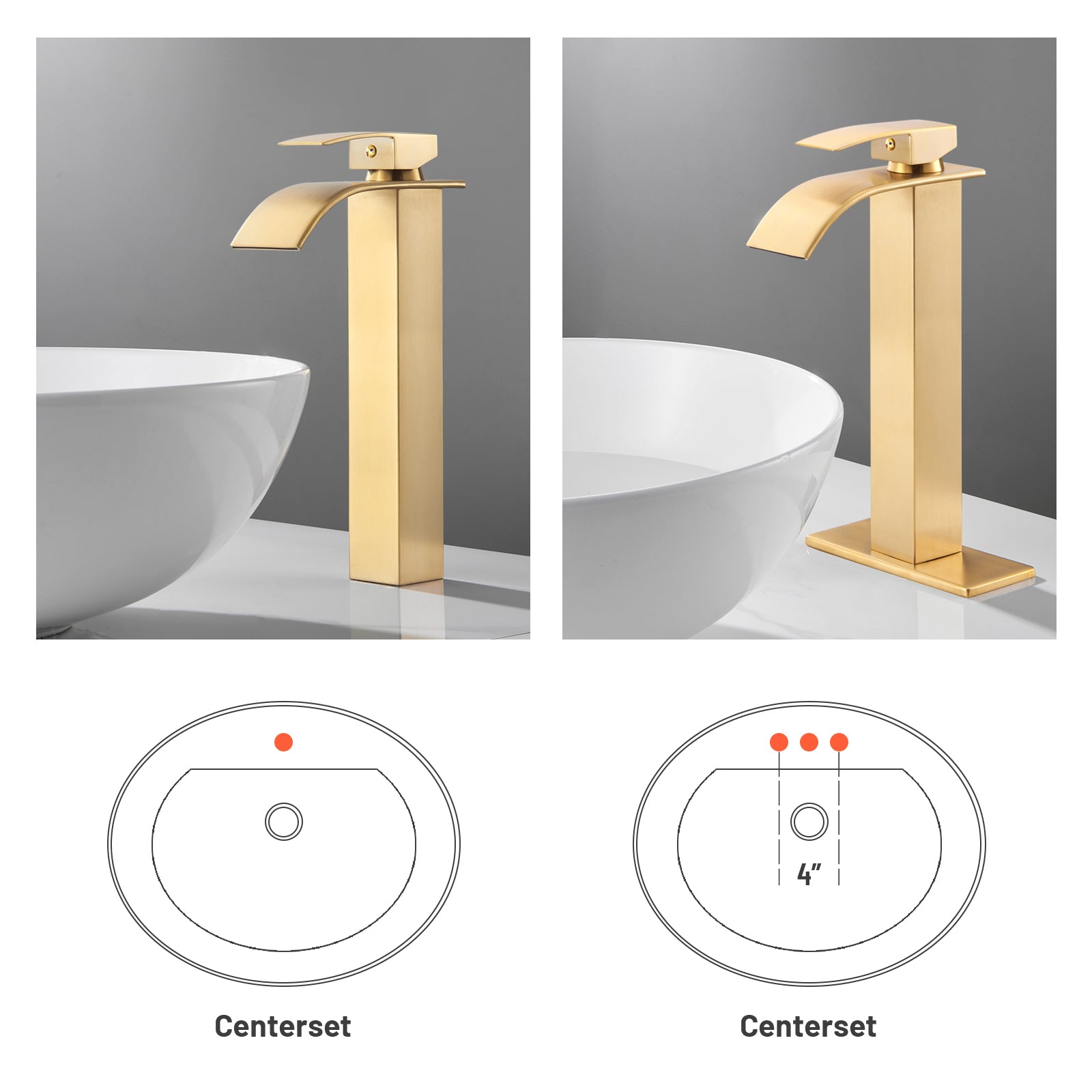 Arc Waterfall Single Handle Single Hole Bathroom Faucet in Gold