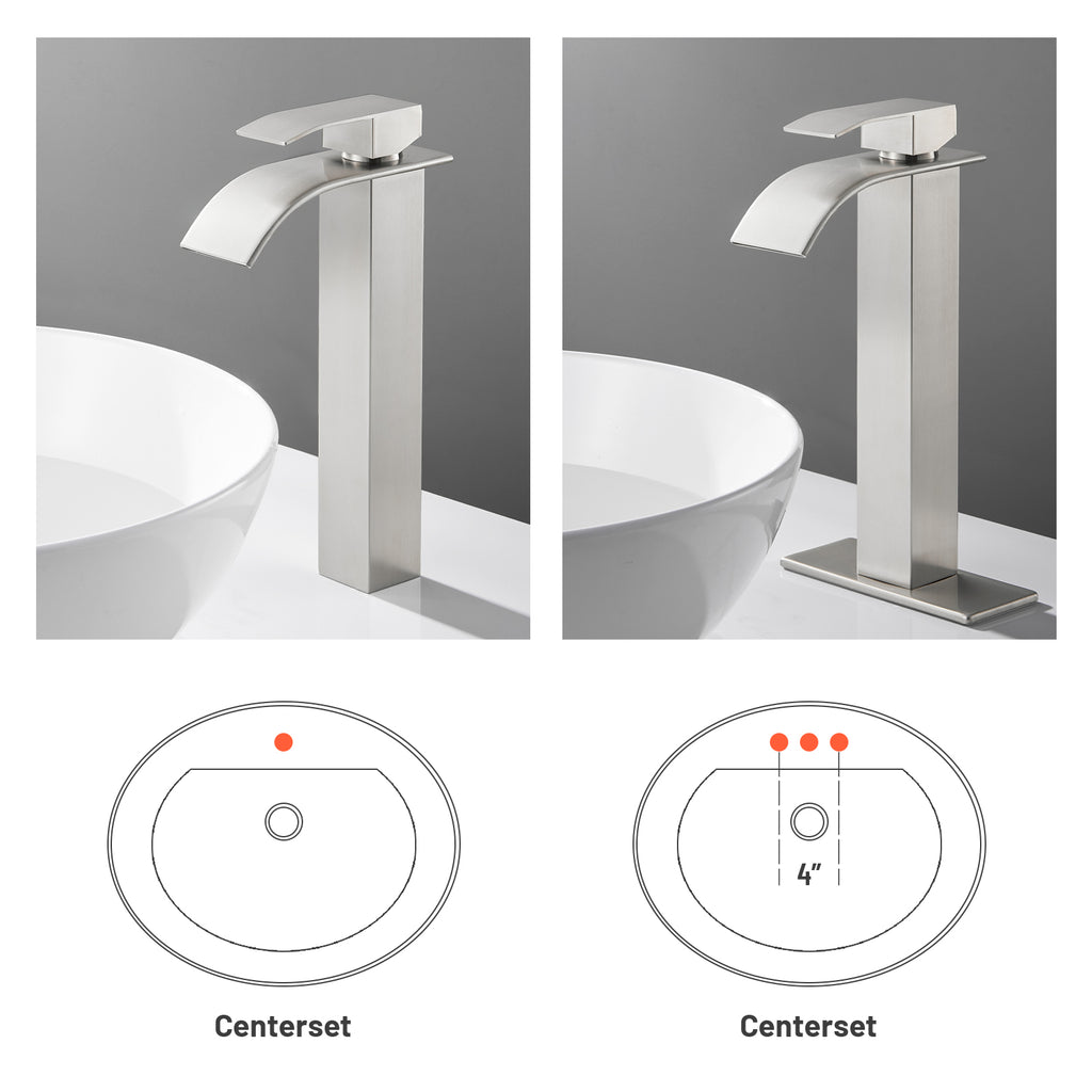 Arc Waterfall Single Handle Single Hole Bathroom Faucet in  Nickel