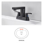 Rotatable 4 in. Centerset Double Handle Bathroom Faucet with Drain Kit Included in Matte Black