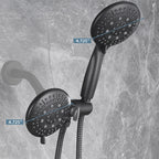 Rain 5-Spray Patterns Handheld Shower Head Combo 1.8 GPM 4.7 in. Wall Mount Adjustable Dual Shower Heads in Black