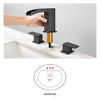 Waterfall 304 stainless steel 8 in. Widespread Double Handle Bathroom Faucet with Drain Kit Included in Matte Black