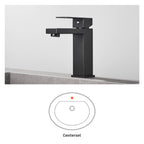 Square Single Handle Single Hole Bathroom Faucet in Matte Black