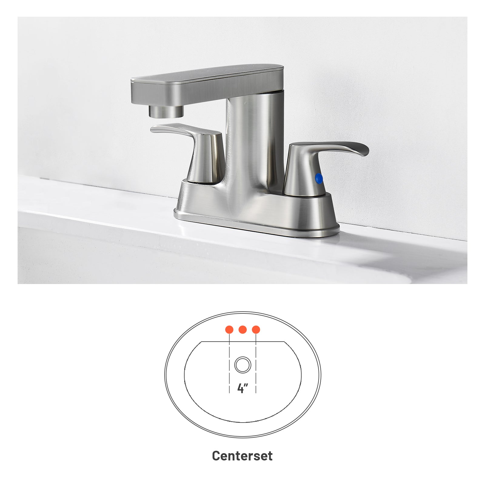 Rotatable 4 in. Centerset Double Handle Bathroom Faucet with Drain Kit Included in Brushed Nickel