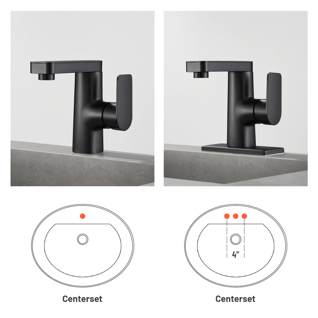 Single Handle Single Hole Low Arc Bathroom Faucet With Metal Pop Up Drain Assembly Swivel Sink Faucet in Matte Black