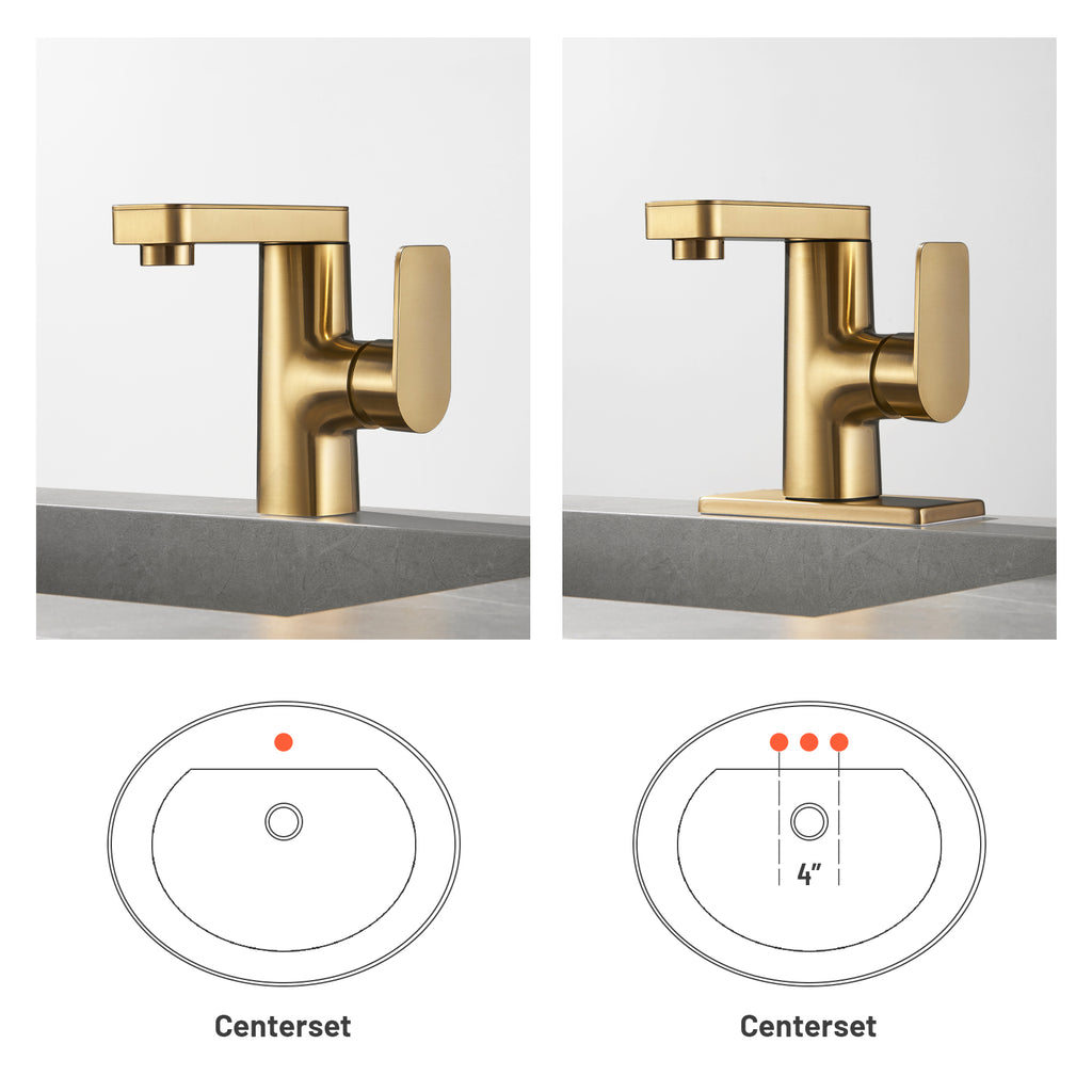 Single Handle Single Hole Low Arc Bathroom Faucet With Metal Pop Up Drain Assembly Swivel Sink Faucet in Gold