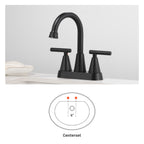 Rotatable 4 in. Centerset Double Handle Bathroom Faucet with Drain Kit Included in Black