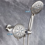 Rain 5-Spray Patterns Handheld Shower Head Combo 1.8 GPM 4.7 " Wall Mount Adjustable Dual Shower Heads in Brushed Nickel