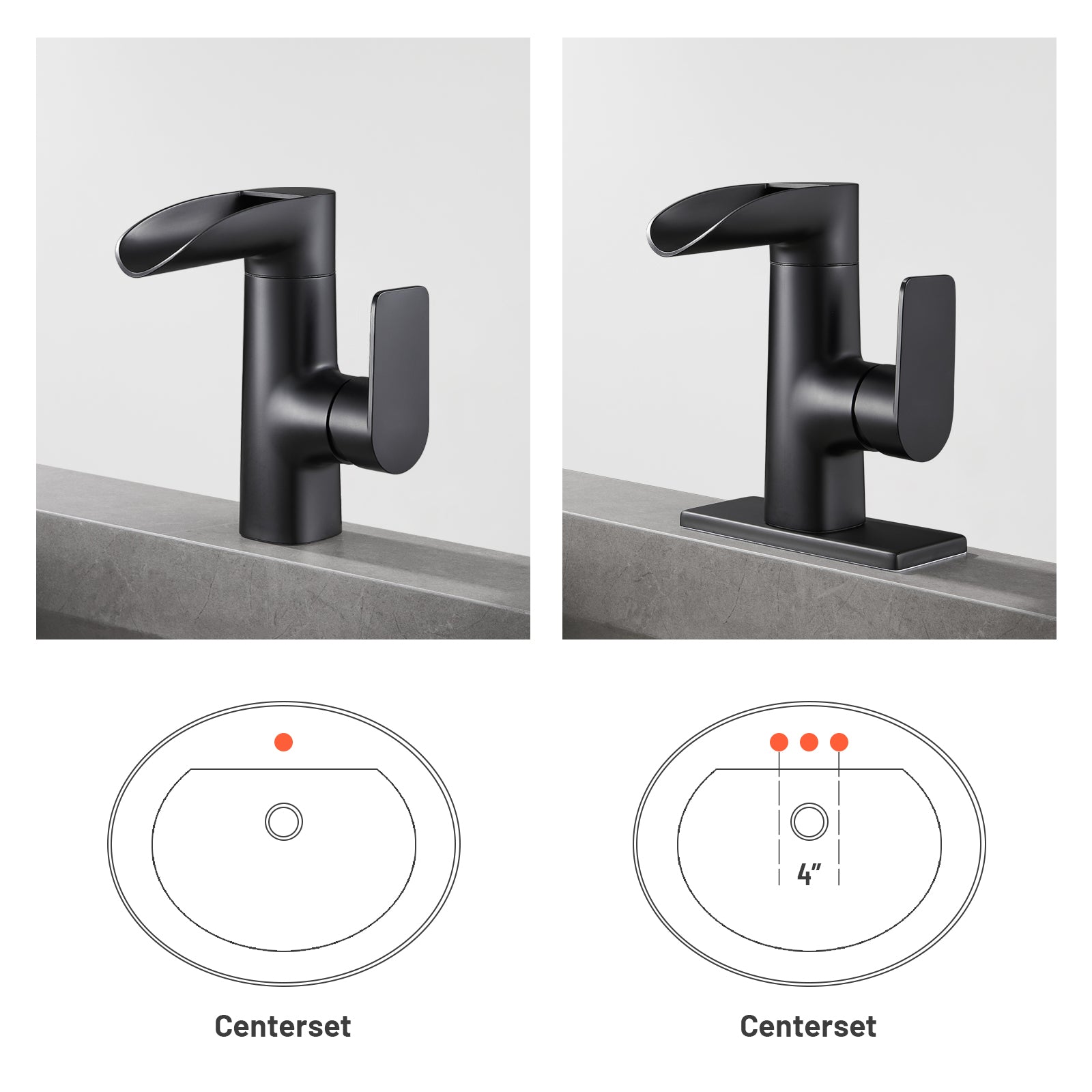 Waterfall Single Handle Single Hole Low Arc Bathroom Faucet With Metal Pop Up Drain Assembly Sink Faucet in Matte Black