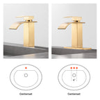 Arc Waterfall Single Handle Single Hole Bathroom Faucet in Brushed Gold