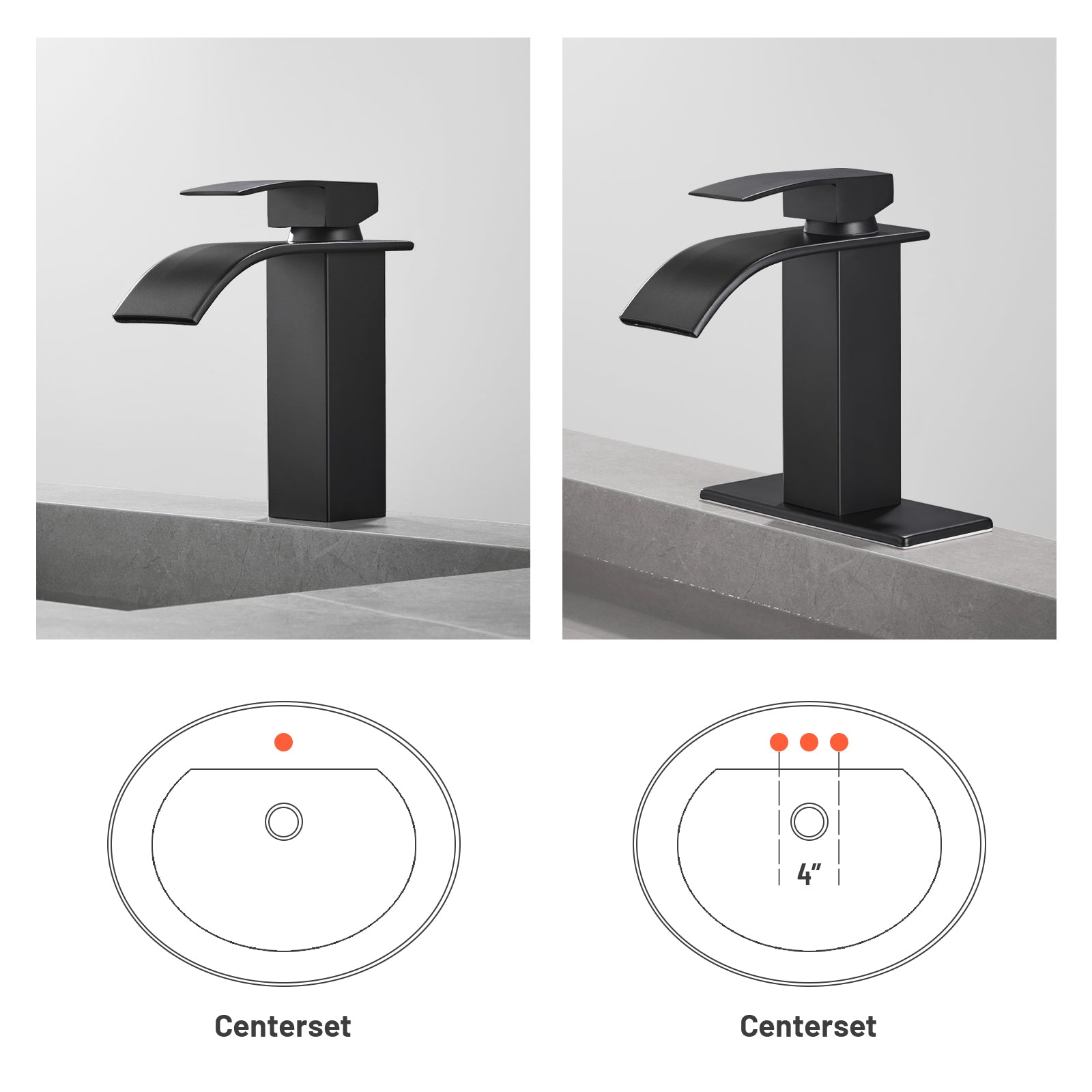 Arc Waterfall Single Handle Single Hole Bathroom Faucet with Drain Kit Included in Black