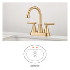 Rotatable 4 in. Centerset Double Handle Bathroom Faucet with Drain Kit Included in Gold
