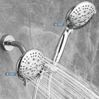 Rain 5-Spray Patterns Handheld Shower Head Combo 1.8 GPM 4.7 in. Wall Mount Adjustable Dual Shower Heads in Chrome