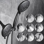 Rain 5-Spray Patterns Handheld Shower Head Combo 1.8 GPM 4.7 in. Wall Mount Adjustable Dual Shower Heads in Black