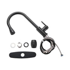Gooseneck Single-Handle Pull Down Sprayer Kitchen Faucet with Deckplate and Sweep Spray Pull Out Sink Faucet in Black
