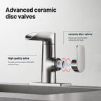 Single Handle Single Hole Low Arc Bathroom Faucet With Metal Pop Up Drain Assembly Swivel Sink Faucet in Brushed Nickel