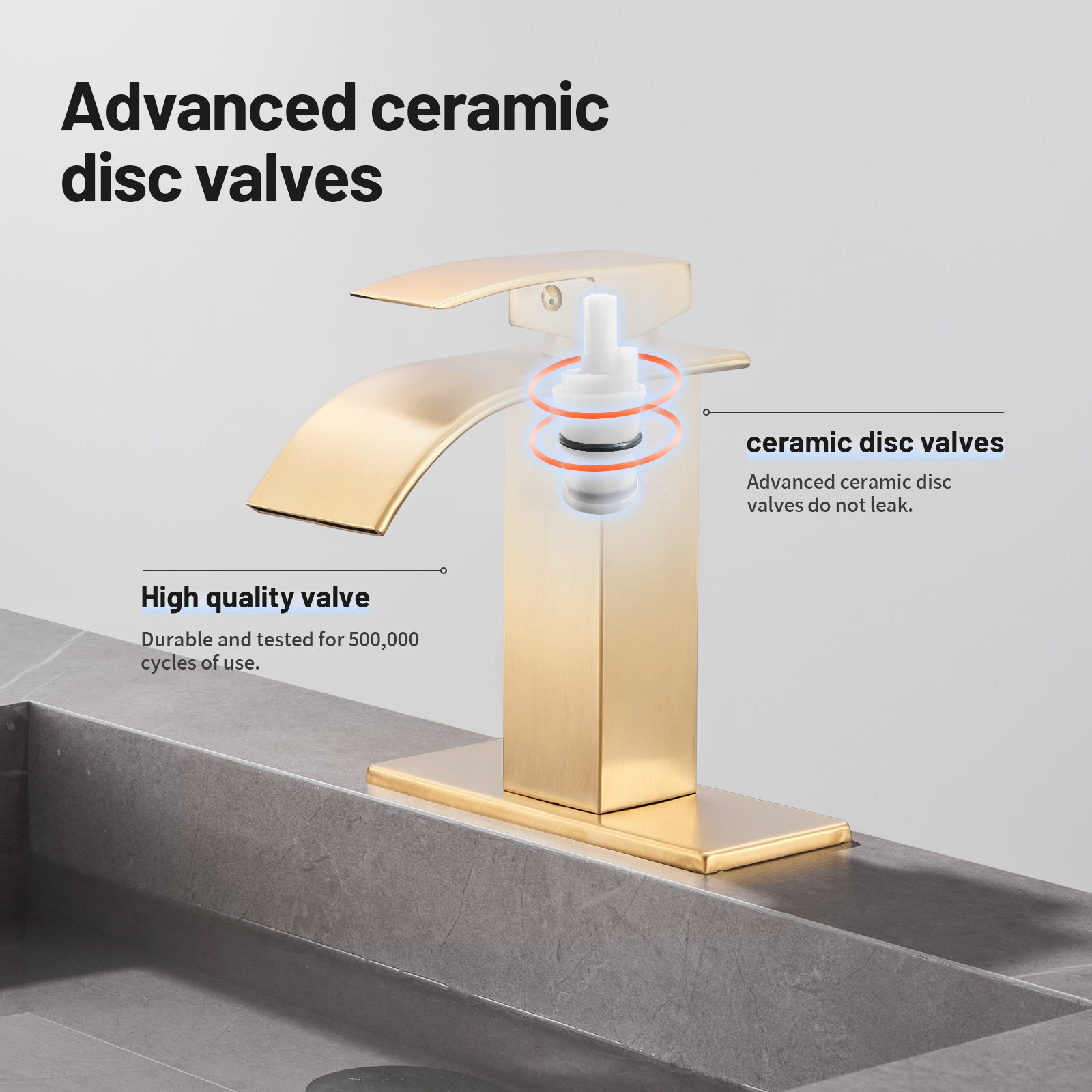 Arc Waterfall Single Handle Single Hole Bathroom Faucet with Drain Kit Included in Brushed Gold