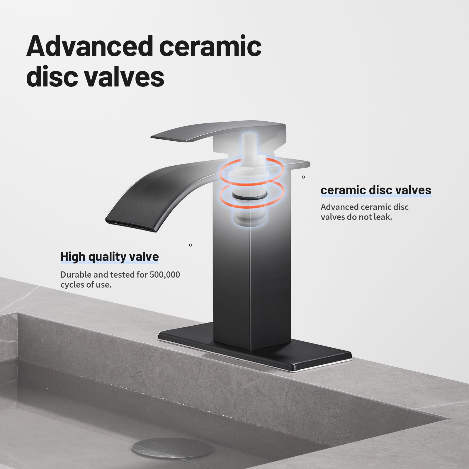 Arc Waterfall Single Handle Single Hole Bathroom Faucet with Drain Kit Included in Black