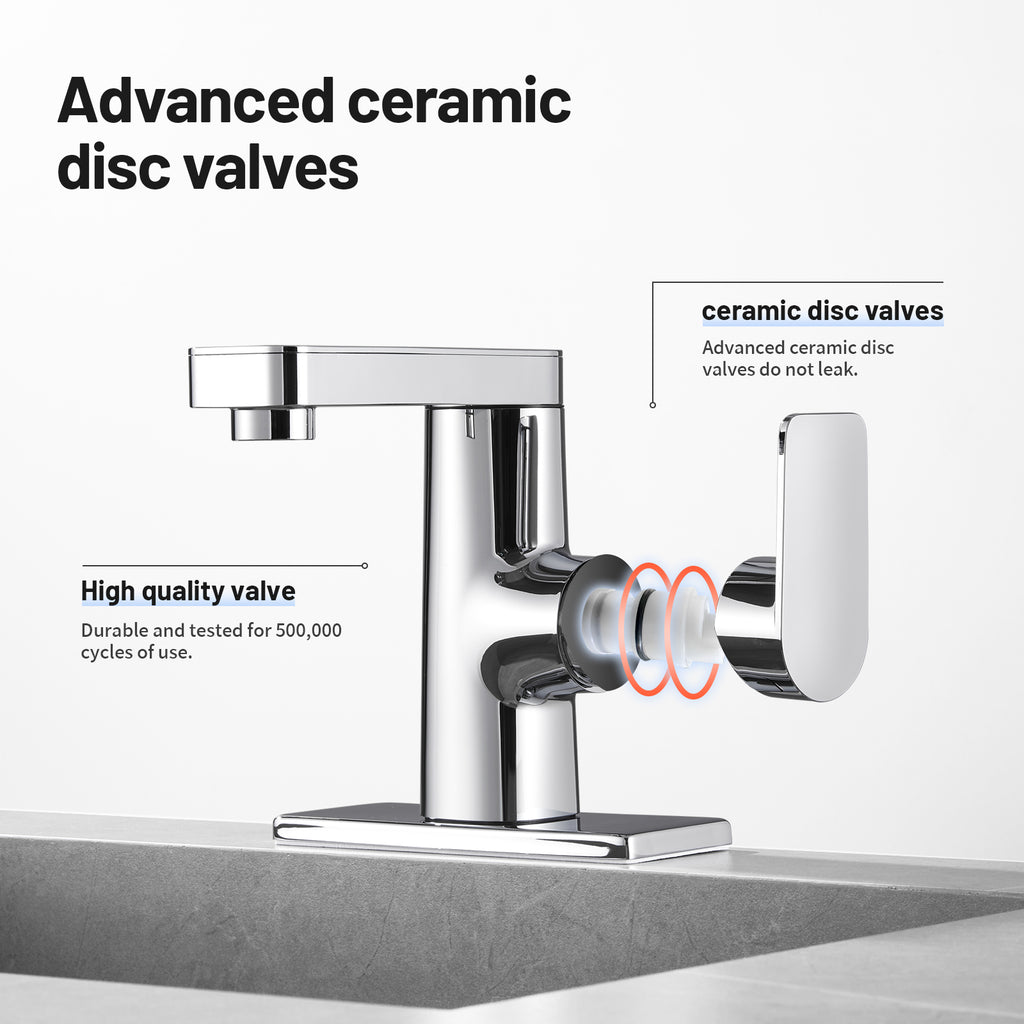 Single Handle Single Hole Low Arc Bathroom Faucet With Metal Pop Up Drain Assembly Swivel Sink Faucet in Chrome