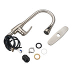 Gooseneck Single-Handle Pull Down Sprayer Kitchen Faucet with Deckplate Pull Out Sink Faucet in Brushed Nickel