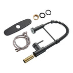 Single-Handle Pull Out Sprayer Coil Spring High-Arc Kitchen Faucet with Deckplate Sink Faucet in Matte Black