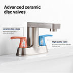 Rotatable 4 in. Centerset Double Handle Bathroom Faucet with Drain Kit Included in Brushed Nickel