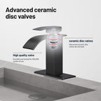 Arc Waterfall Single Handle Single Hole Bathroom Faucet in Matte Black