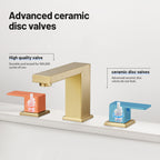 304 stainless steel8 in. Widespread Double Handle Bathroom Faucet with Drain Kit Included in Gold
