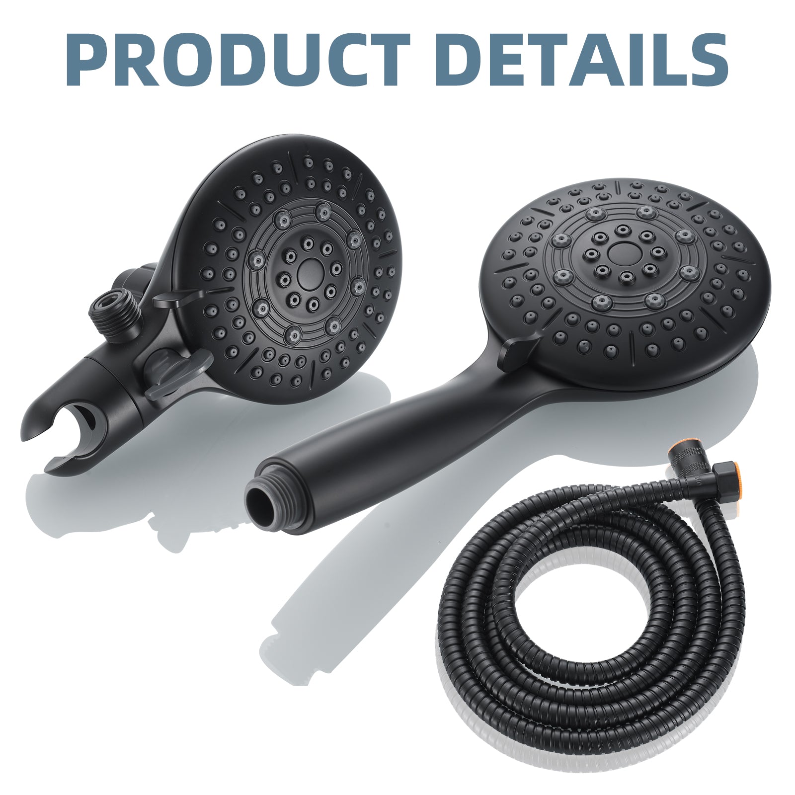 Rain 5-Spray Patterns Handheld Shower Head Combo 1.8 GPM 4.7 in. Wall Mount Adjustable Dual Shower Heads in Black