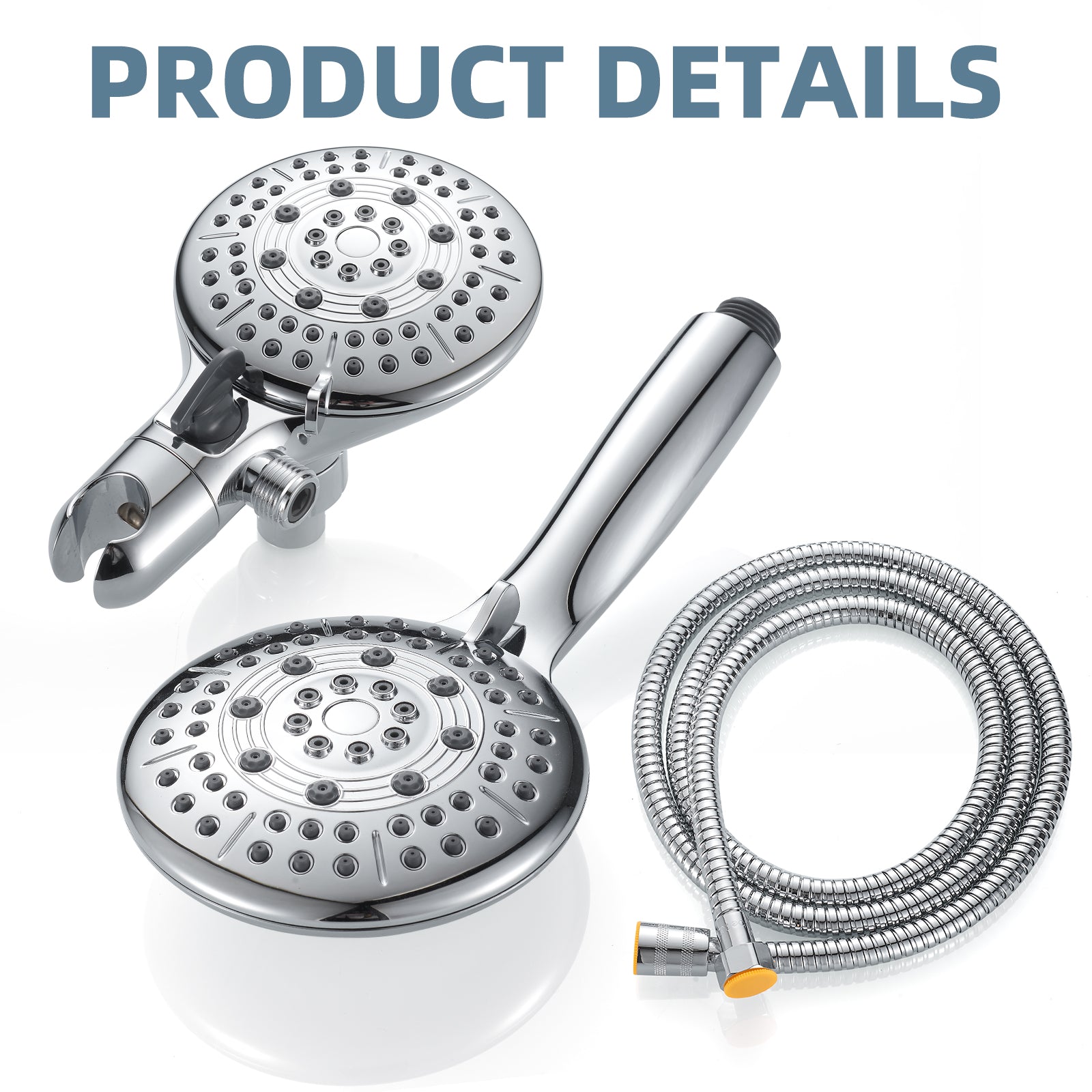 Rain 5-Spray Patterns Handheld Shower Head Combo 1.8 GPM 4.7 in. Wall Mount Adjustable Dual Shower Heads in Chrome