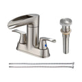 Rotatable 4 in. Centerset Double Bathroom Faucet with Drain kit Included Waterfall Lavatory in Brushed Nickel