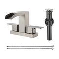 Waterfall 304 stainless steel 4 in. Centerset Double Handle Bathroom Faucet with Drain Kit Included in Brushed Nickel