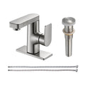 Single Handle Single Hole Low Arc Bathroom Faucet With Metal Pop Up Drain Assembly Swivel Sink Faucet in Brushed Nickel