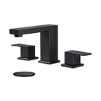 304 stainless steel 8 in. Widespread Double Handle Bathroom Faucet with Drain Kit Included in Matte Black